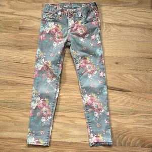 GAP grey jeans with floral pattern, girls size 6 regular "super skinny" jeans